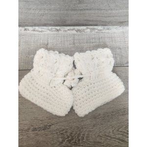 Handmade Crocheted White Baby Shoes